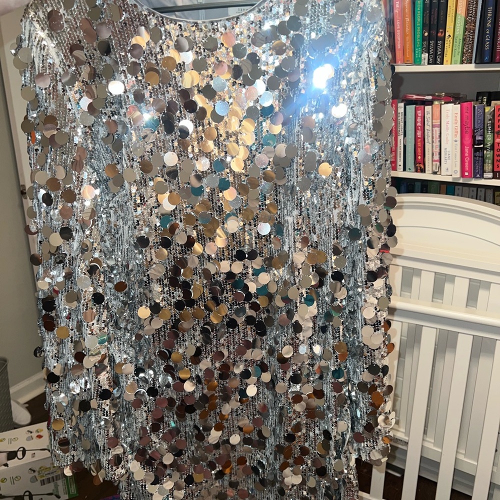 12th Tribe Silver Sequin Long Sleeve Dress - Picture 4 of 5